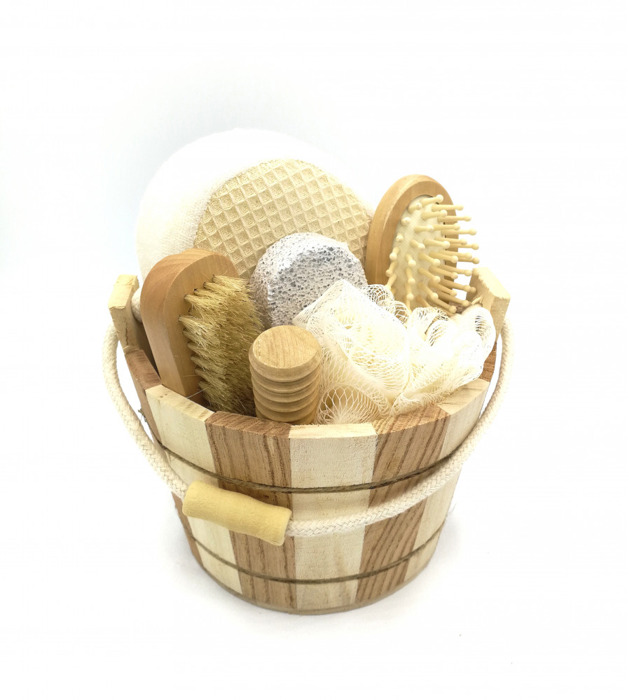 Composition d'accessoires de bain Seau en bois