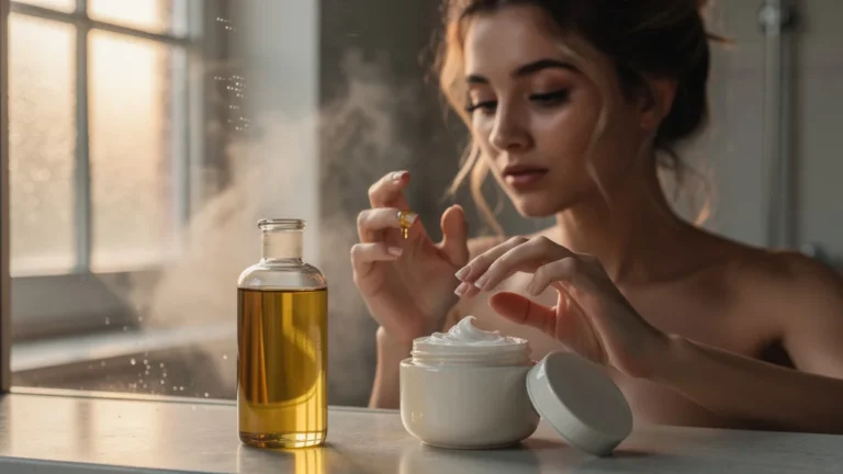 Choix quotidien entre huile végétale seule et crème hydratante pour soin de la peau