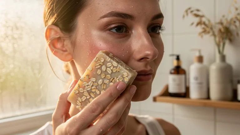Savon à l'avoine naturel pour peaux réactives, soin doux et apaisant pour peau sensible